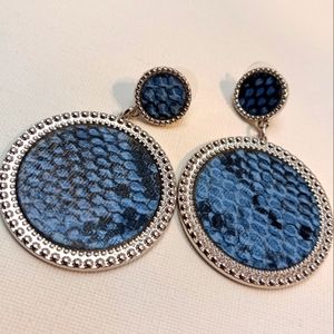 Blue and silvertone earings
